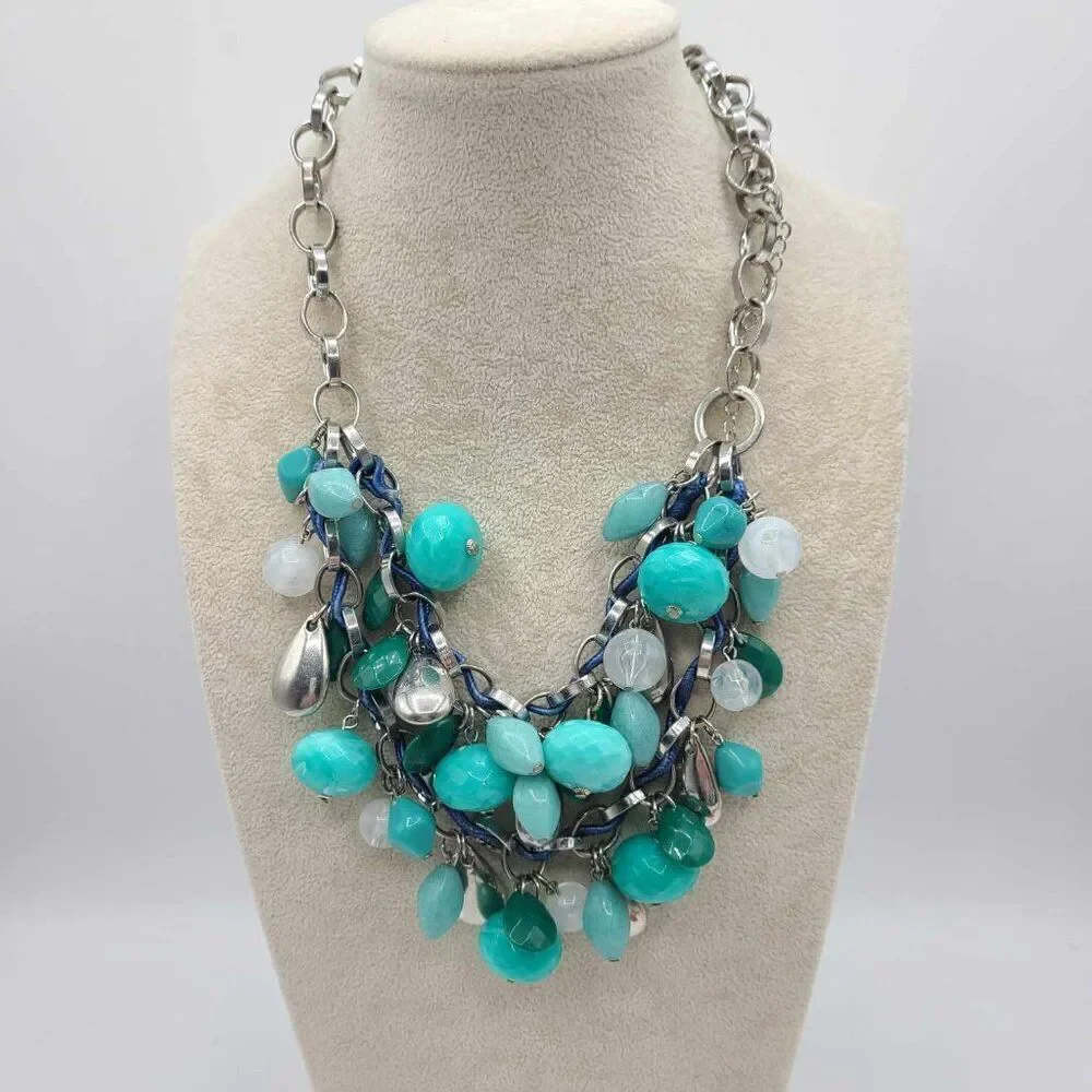 Lane Bryant Chunky Beaded Silver Tone Necklace